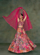 Tafeta Silk Lehenga Choli in Pink Colour